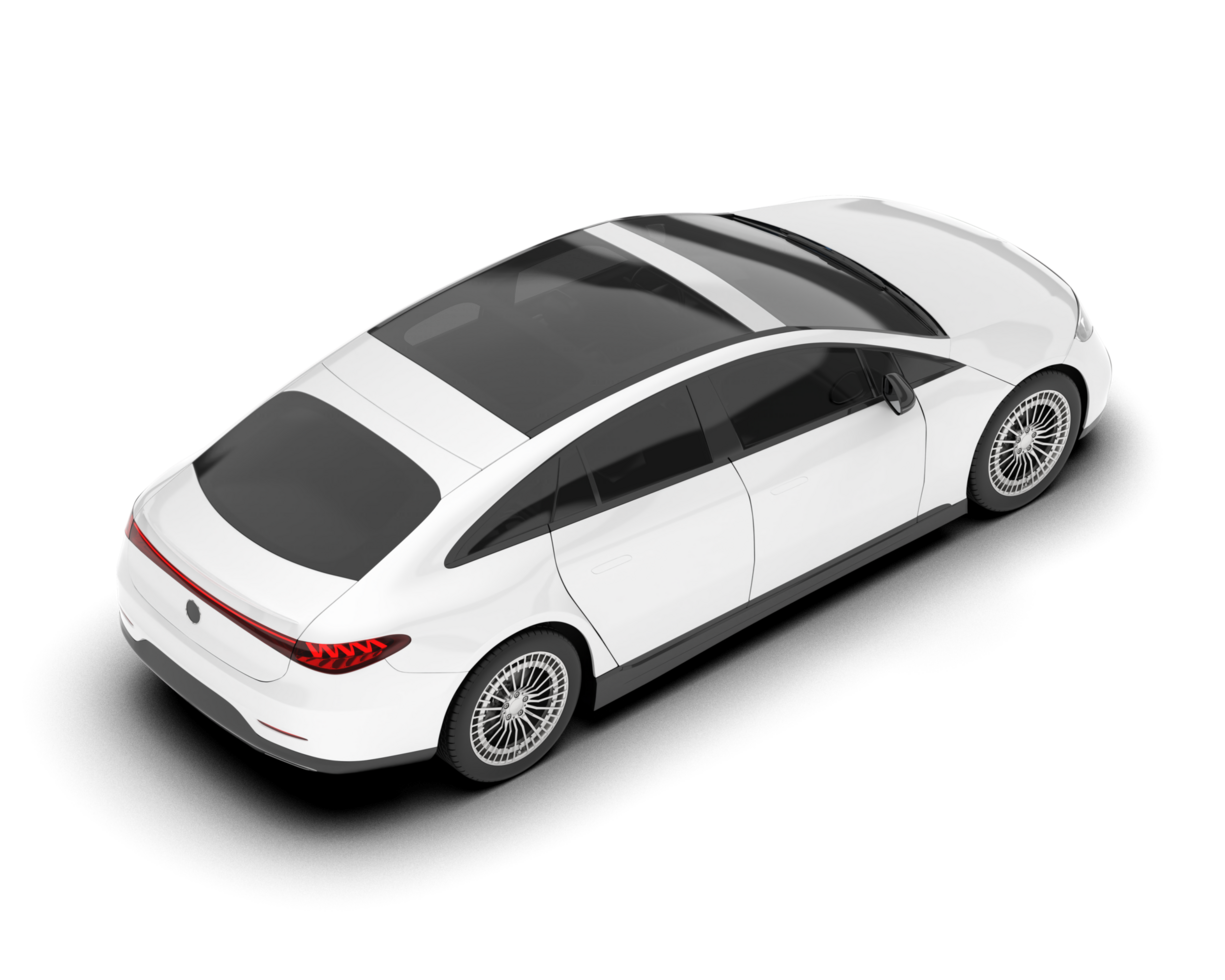White modern car isolated on transparent background. 3d rendering - illustration png
