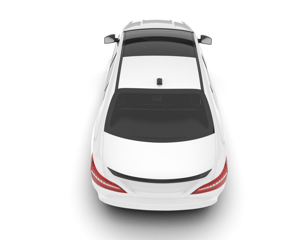 White modern car isolated on transparent background. 3d rendering - illustration png