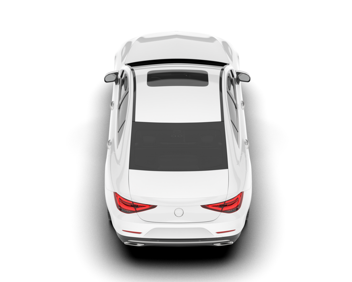 White modern car isolated on transparent background. 3d rendering - illustration png