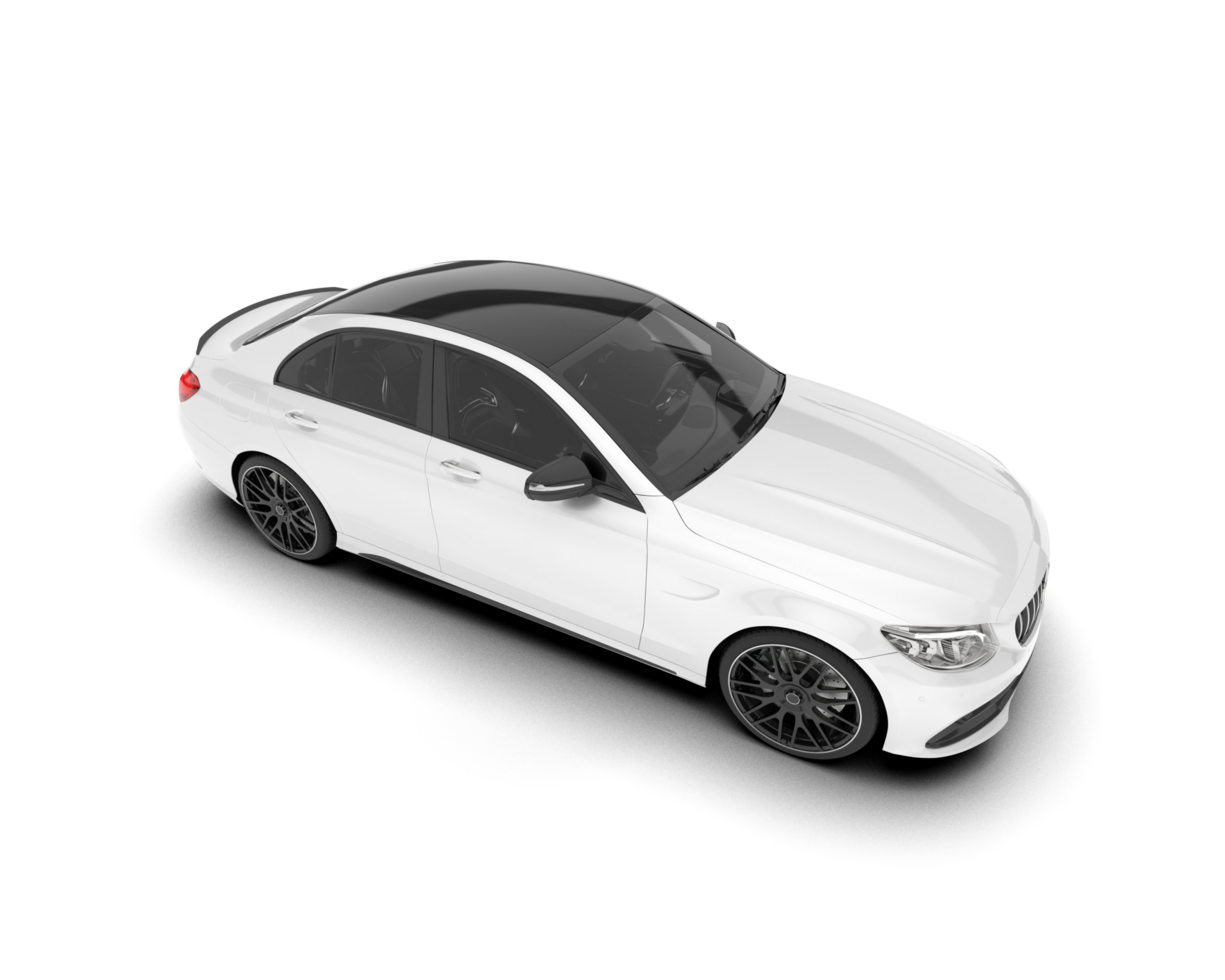 White modern car isolated on transparent background. 3d rendering - illustration png