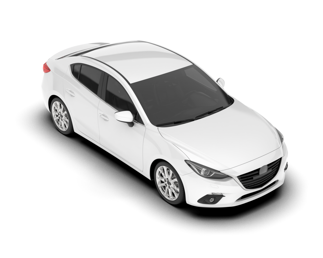 White modern car isolated on transparent background. 3d rendering - illustration png