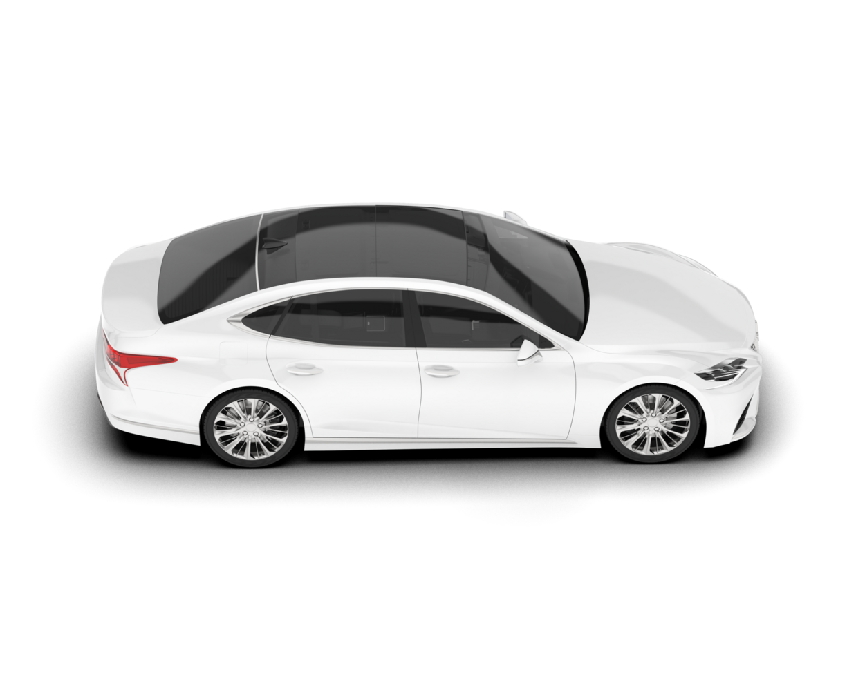 White modern car isolated on transparent background. 3d rendering - illustration png