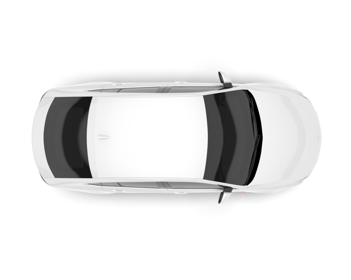 White modern car isolated on transparent background. 3d rendering - illustration png