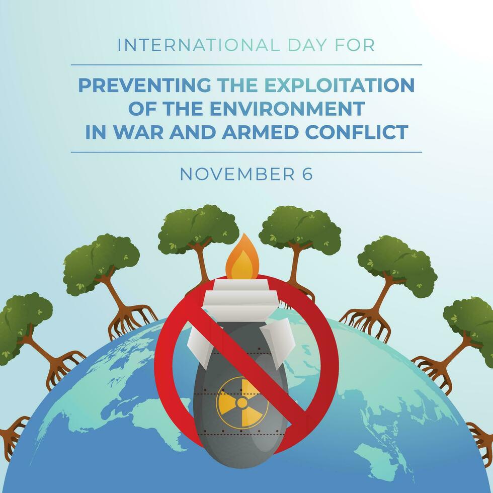 International Day for Preventing the Exploitation of the Environment in War and Armed Conflict design template good for celebration usage. flat design. vector eps 10.