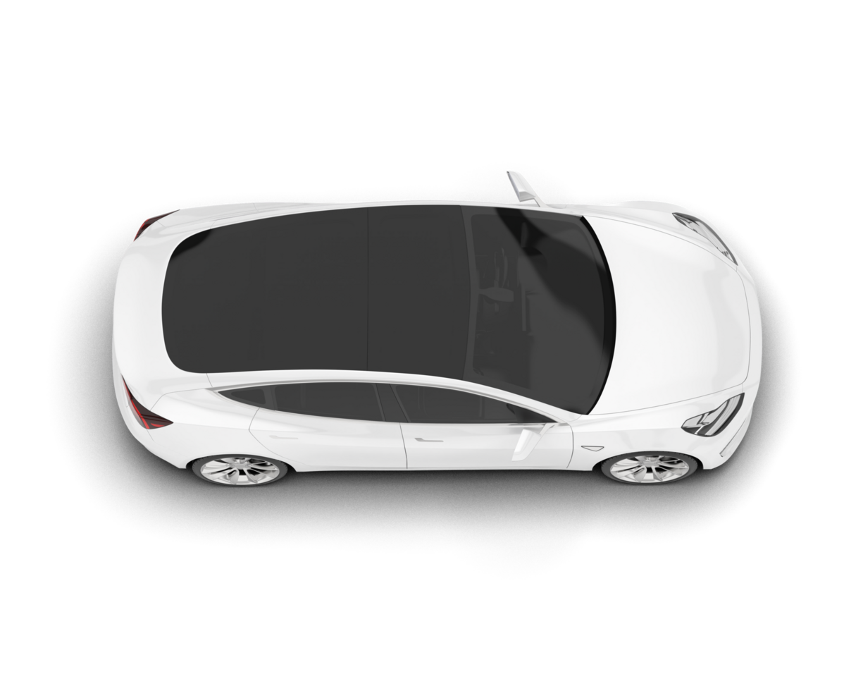 White modern car isolated on transparent background. 3d rendering - illustration png
