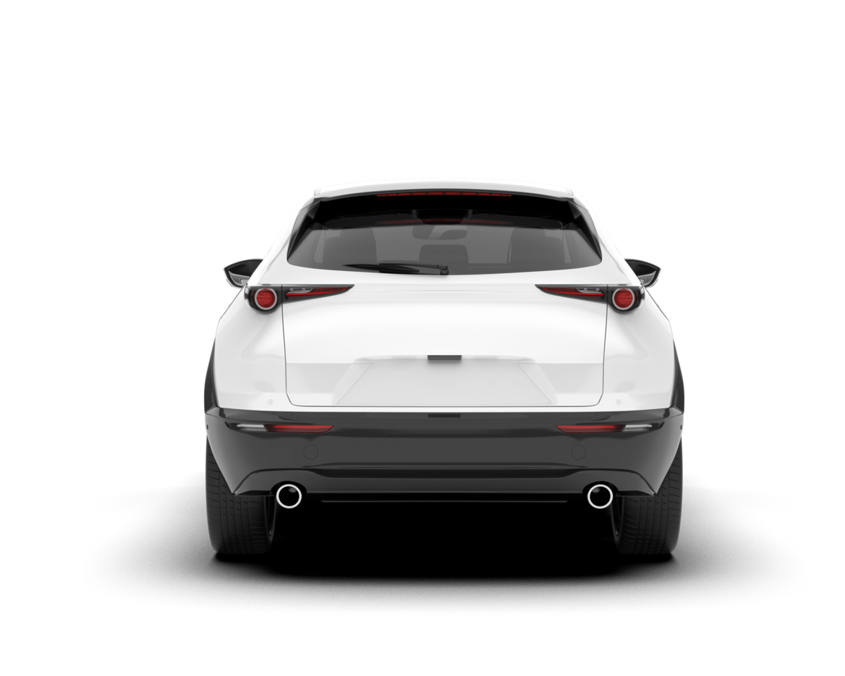 White modern car isolated on transparent background. 3d rendering - illustration png