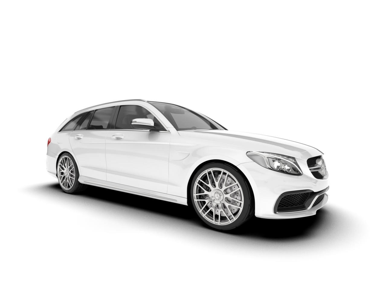 White modern car isolated on transparent background. 3d rendering - illustration png