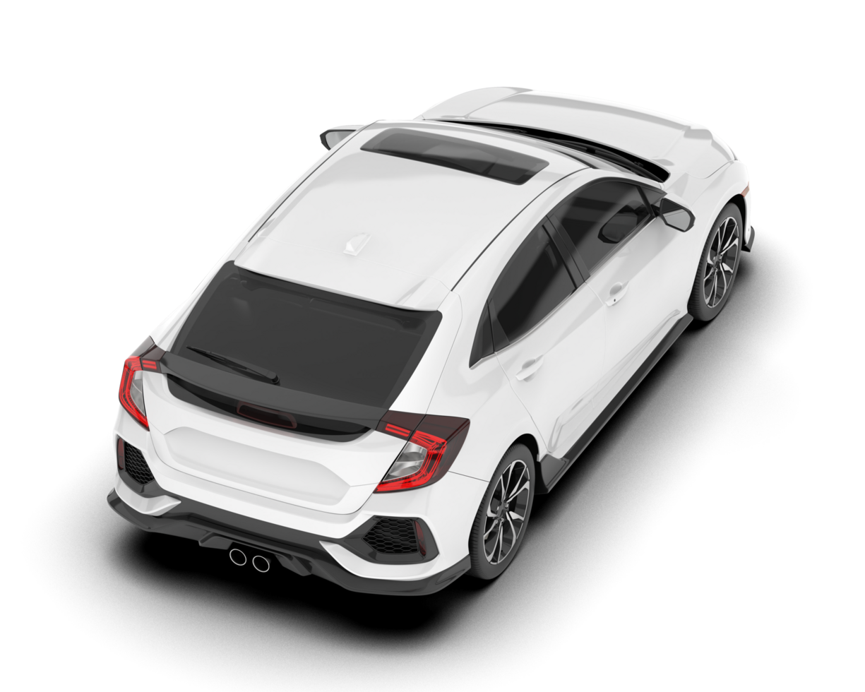 White modern car isolated on transparent background. 3d rendering - illustration png