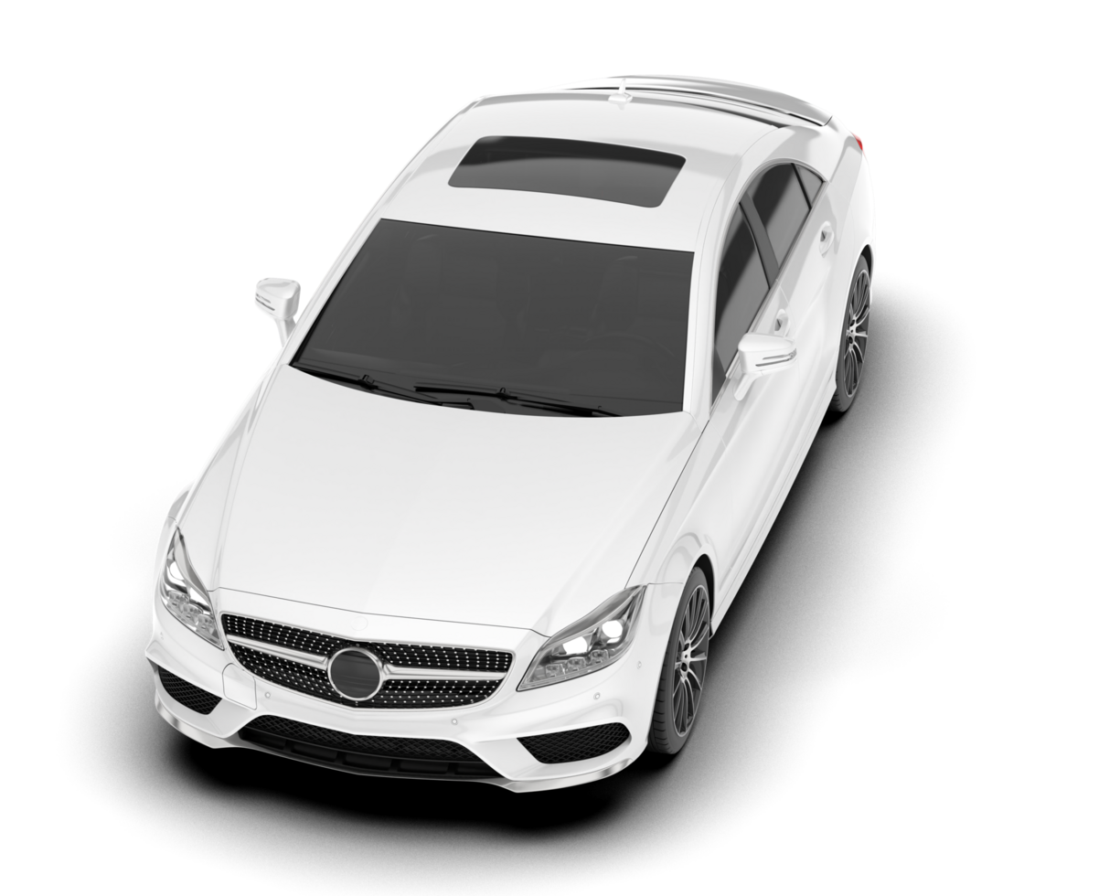 White modern car isolated on transparent background. 3d rendering - illustration png