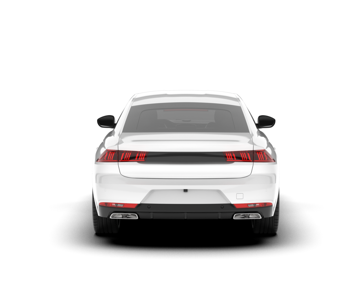 White modern car isolated on transparent background. 3d rendering - illustration png