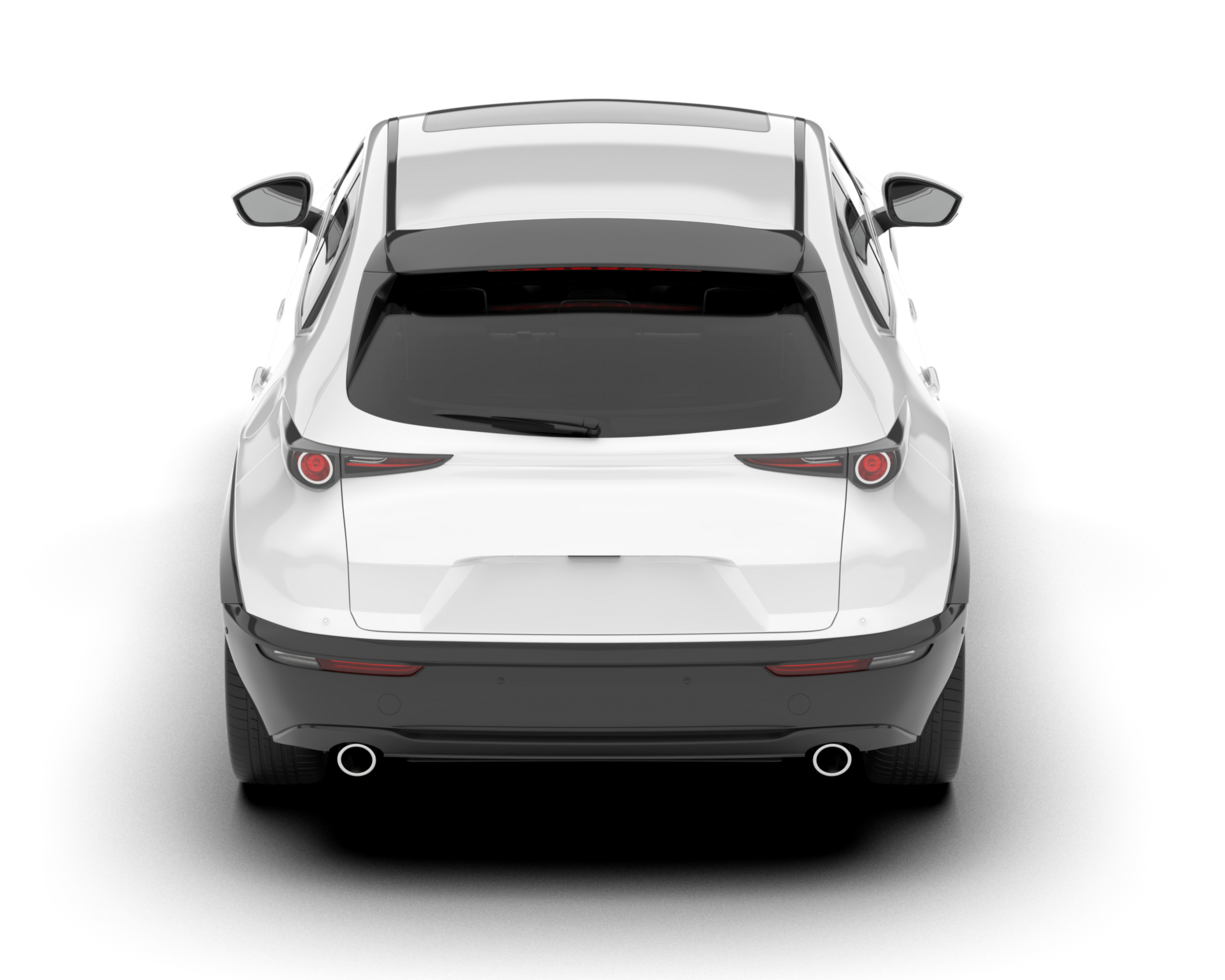 White modern car isolated on transparent background. 3d rendering - illustration png