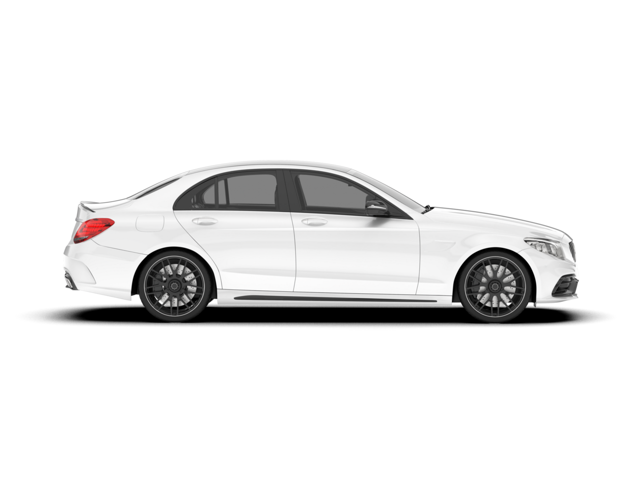 White modern car isolated on transparent background. 3d rendering - illustration png