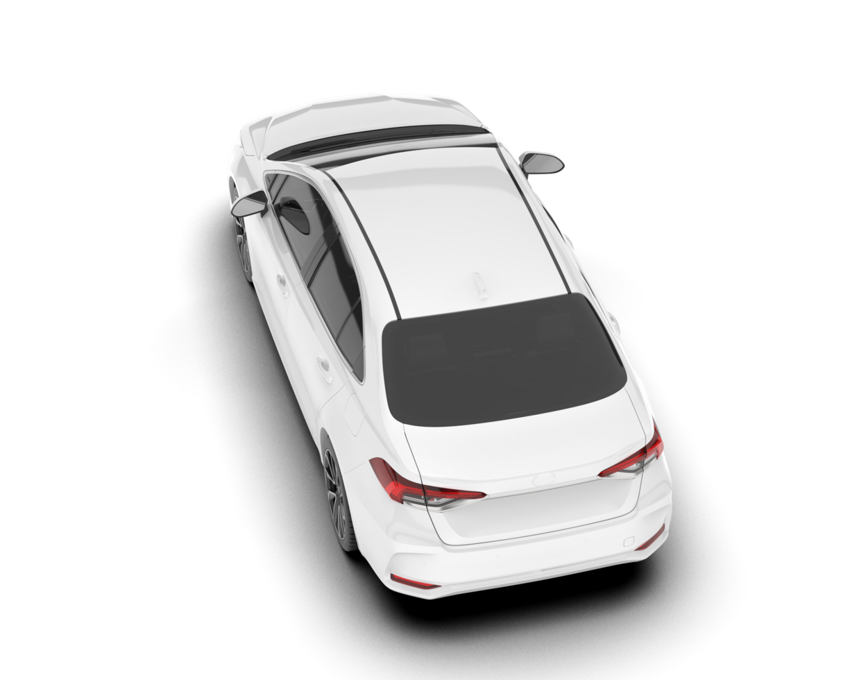 White modern car isolated on transparent background. 3d rendering - illustration png