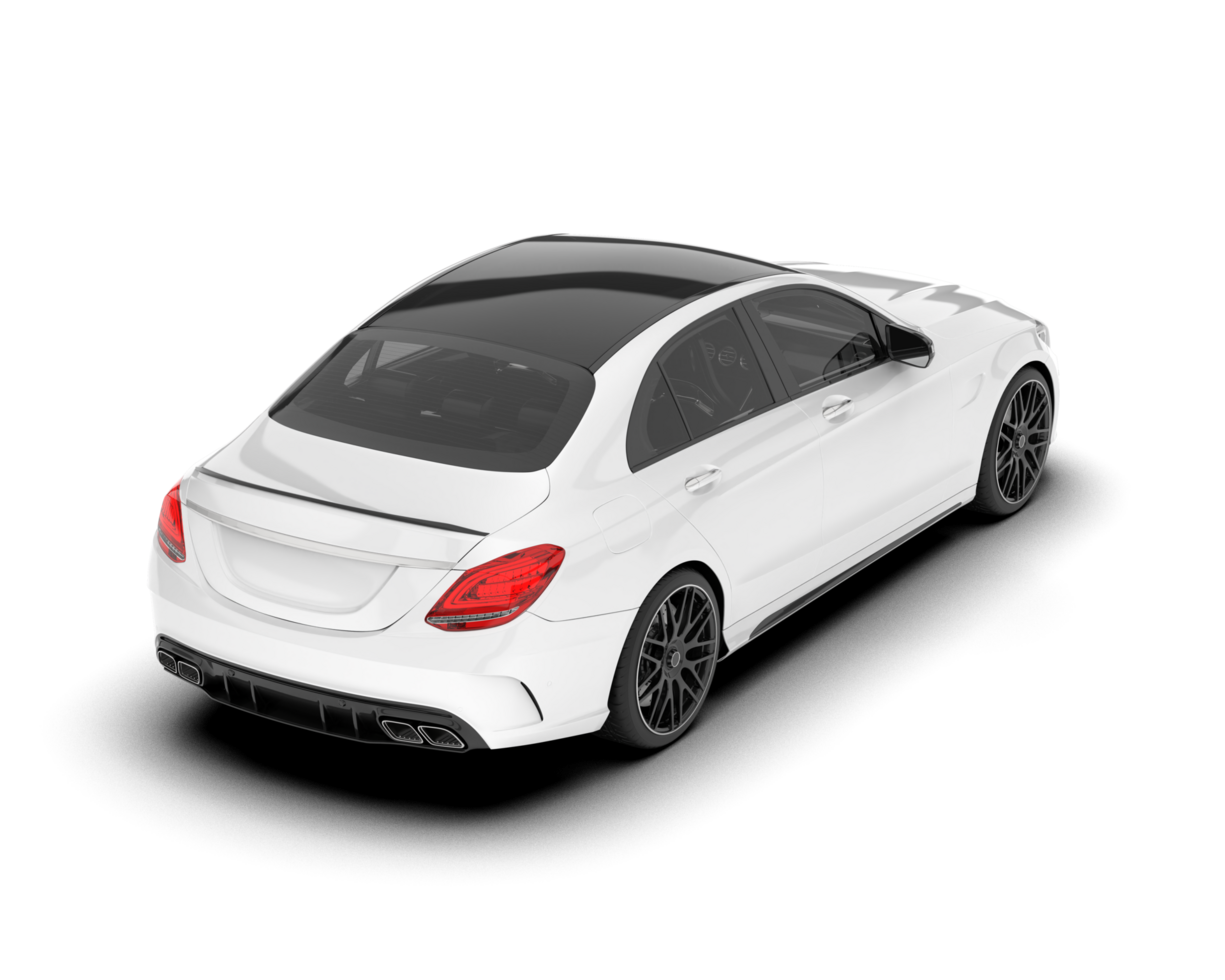 White modern car isolated on transparent background. 3d rendering - illustration png