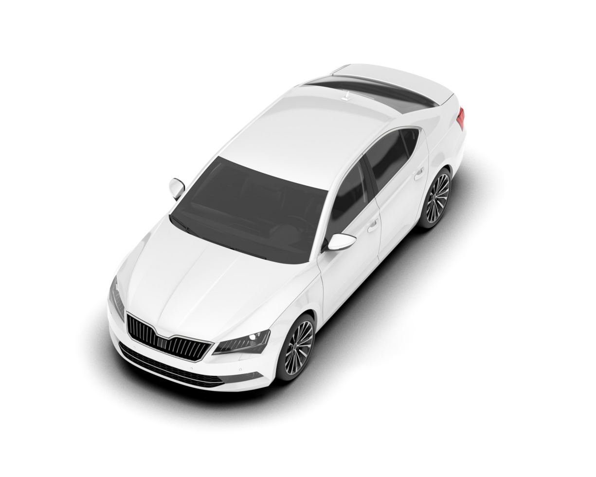 White modern car isolated on transparent background. 3d rendering - illustration png
