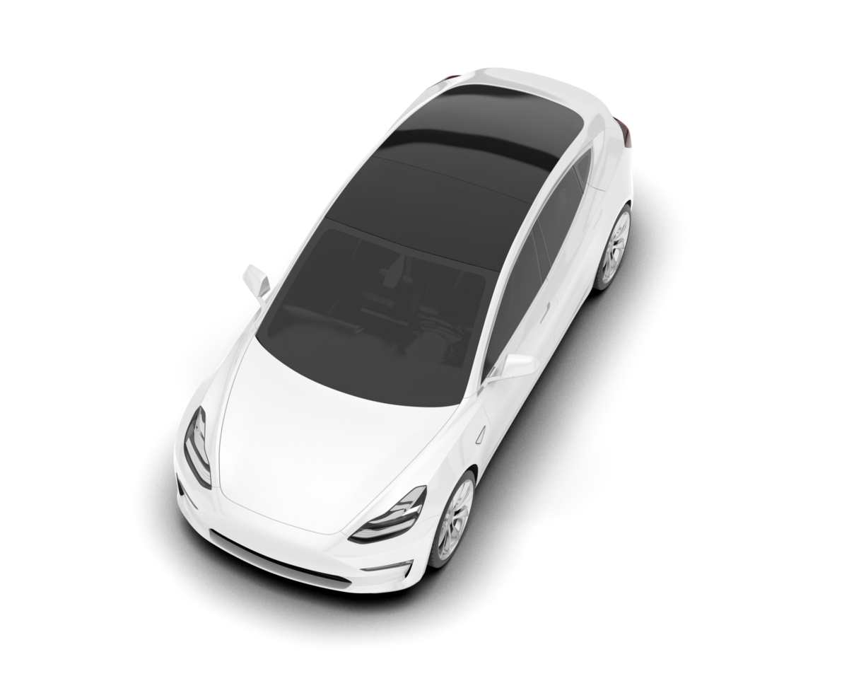 White modern car isolated on transparent background. 3d rendering - illustration png
