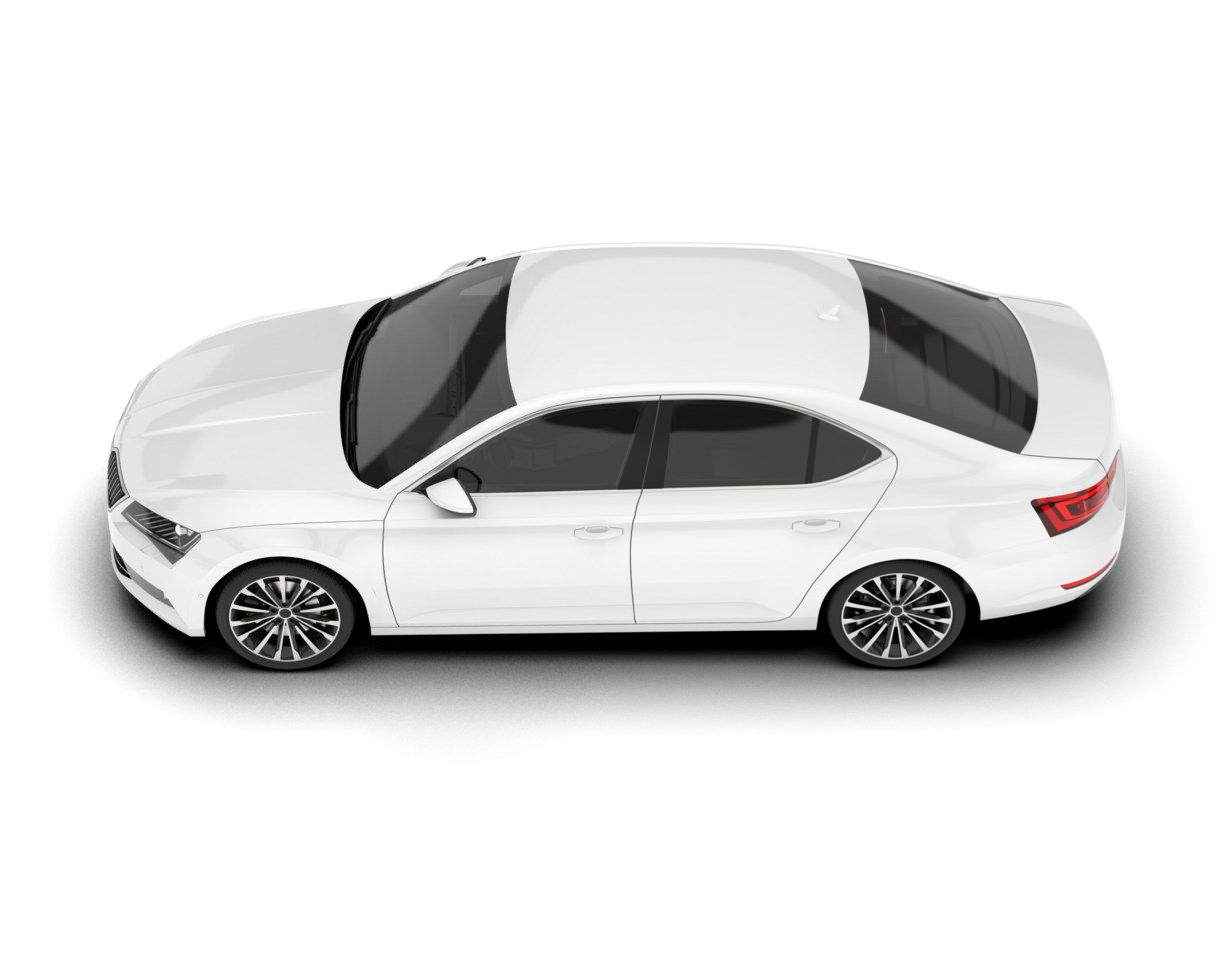 White modern car isolated on transparent background. 3d rendering - illustration png