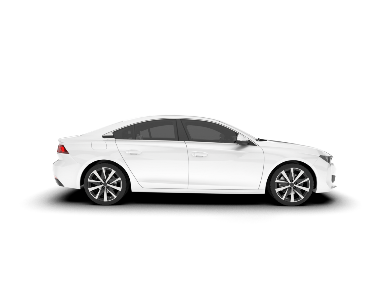 White modern car isolated on transparent background. 3d rendering - illustration png