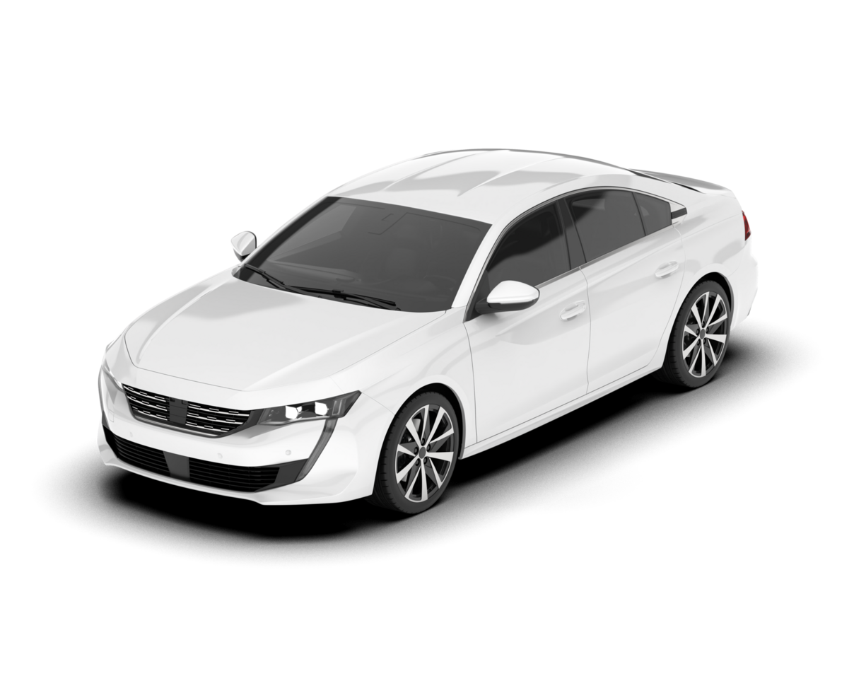 White modern car isolated on transparent background. 3d rendering - illustration png