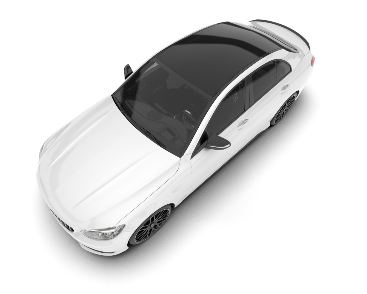 White modern car isolated on transparent background. 3d rendering - illustration png