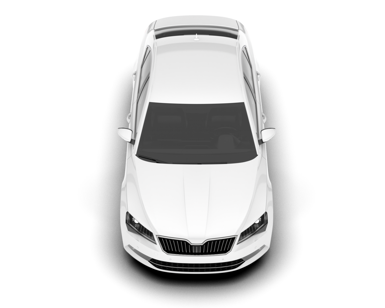 White modern car isolated on transparent background. 3d rendering - illustration png