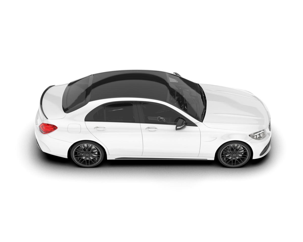 White modern car isolated on transparent background. 3d rendering - illustration png