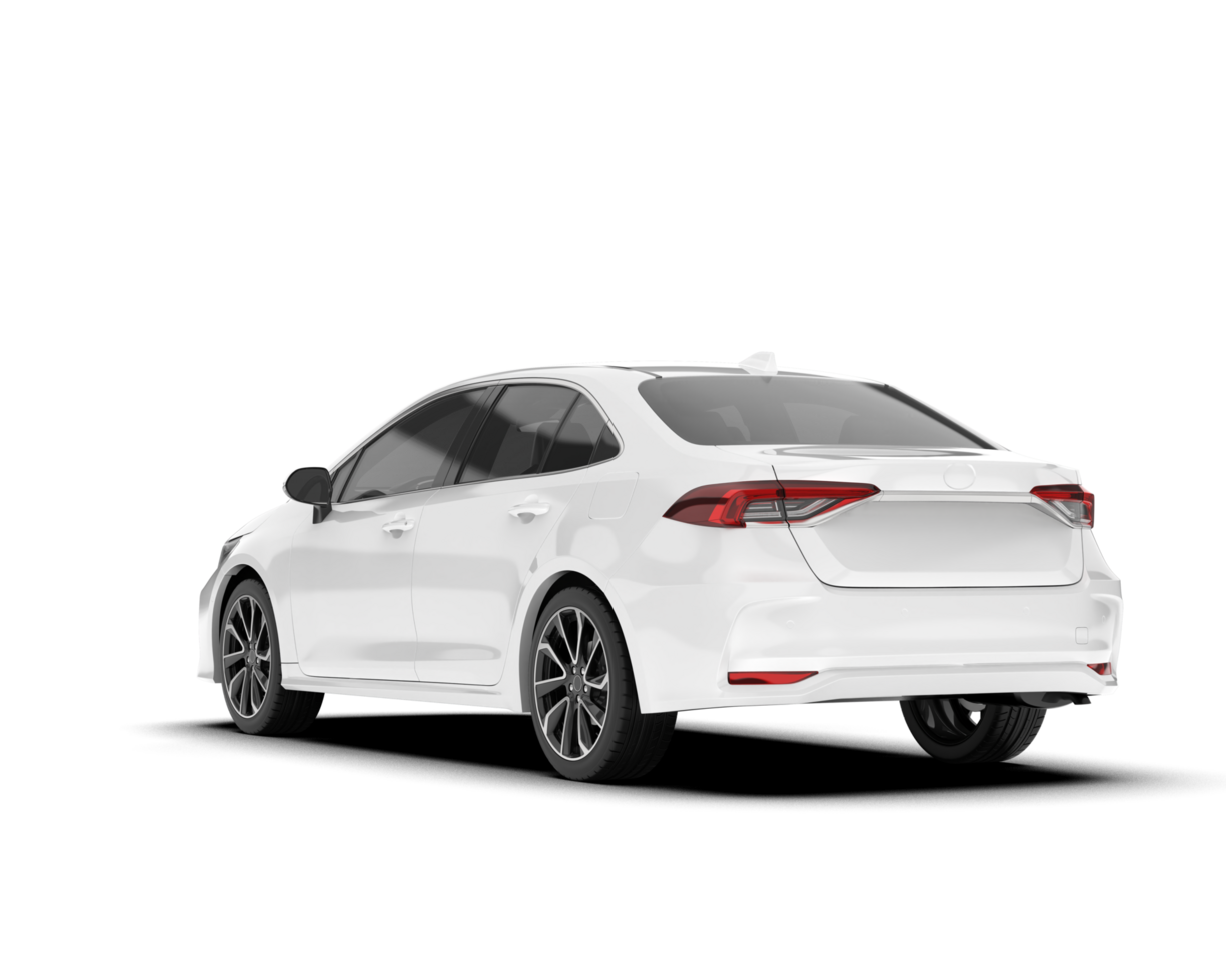 White modern car isolated on transparent background. 3d rendering - illustration png