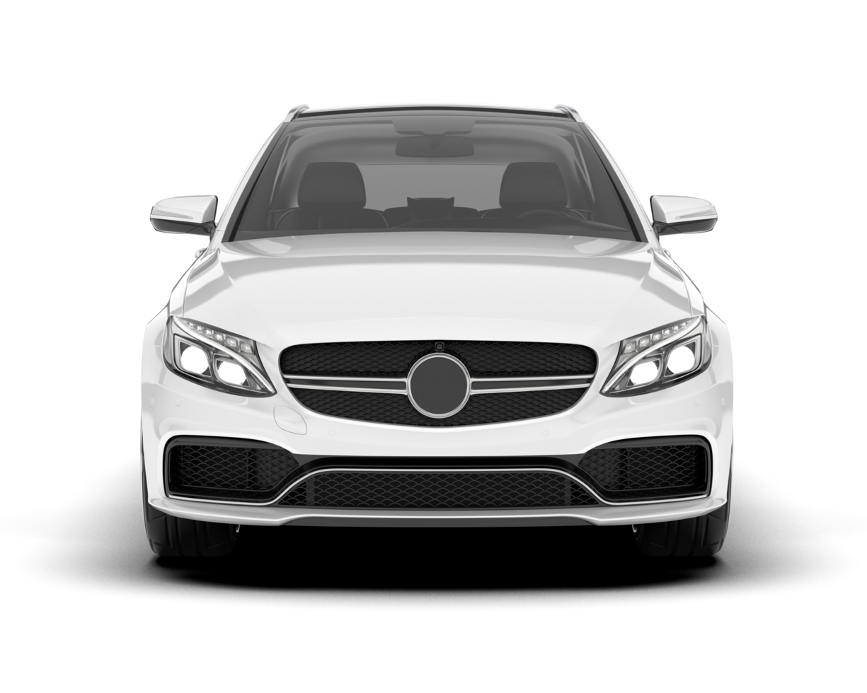 White modern car isolated on transparent background. 3d rendering - illustration png