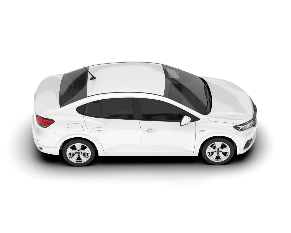 White city car isolated on transparent background. 3d rendering - illustration png