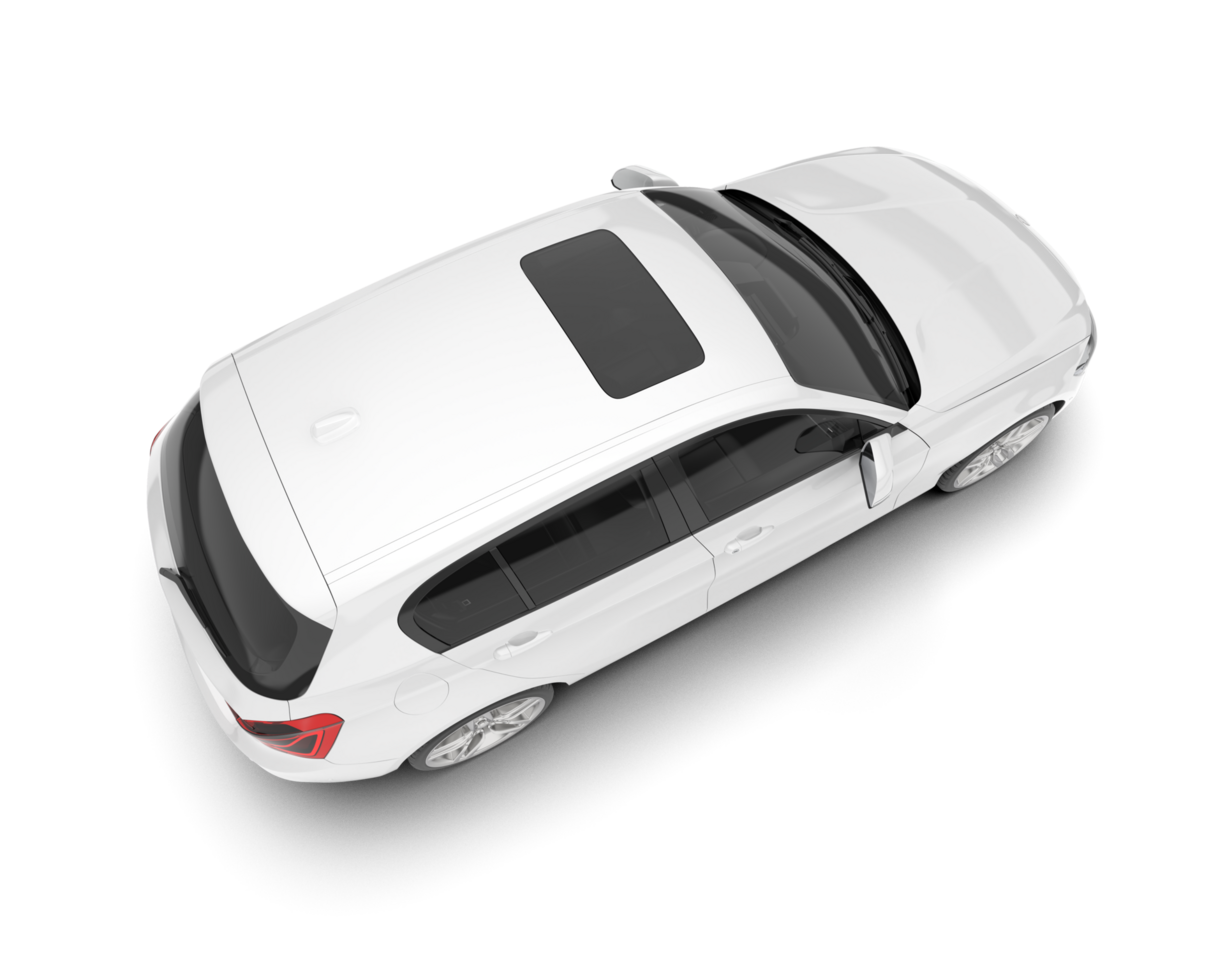 White city car isolated on transparent background. 3d rendering - illustration png