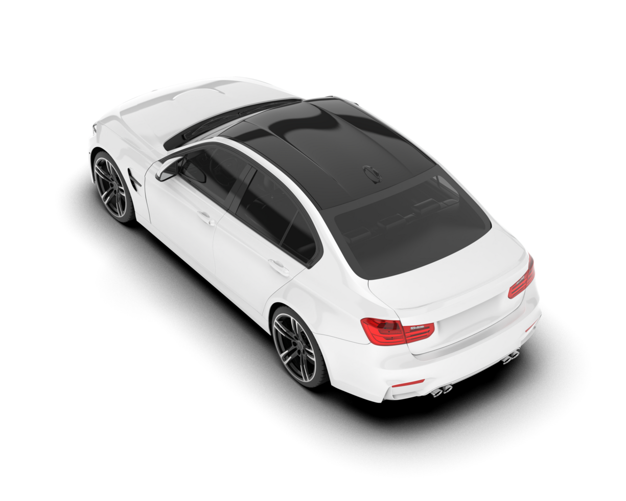 White city car isolated on transparent background. 3d rendering - illustration png