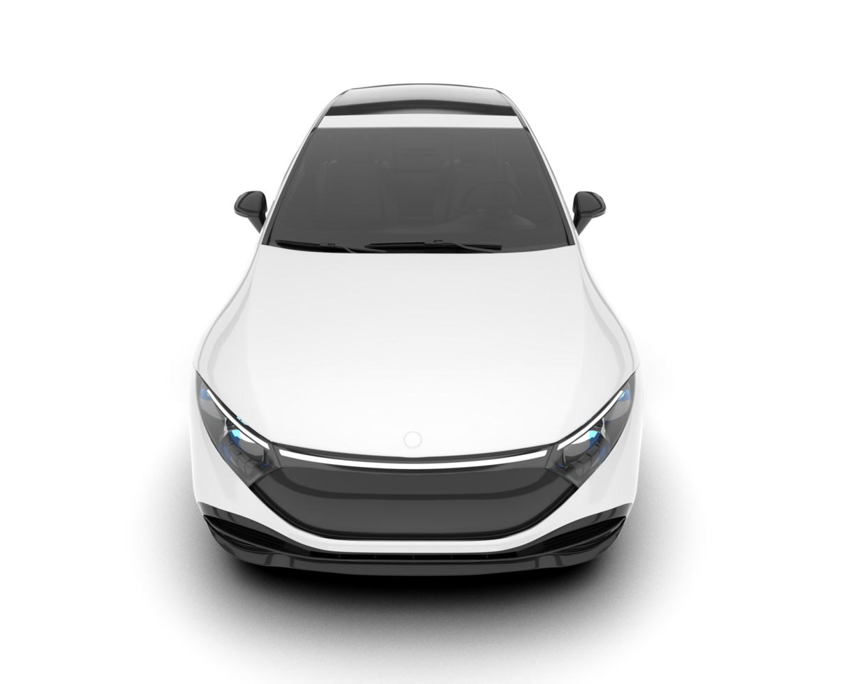 White modern car isolated on transparent background. 3d rendering - illustration png