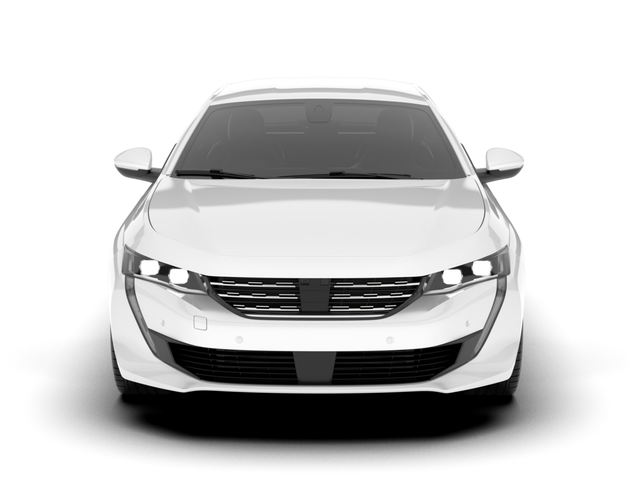 White modern car isolated on transparent background. 3d rendering - illustration png