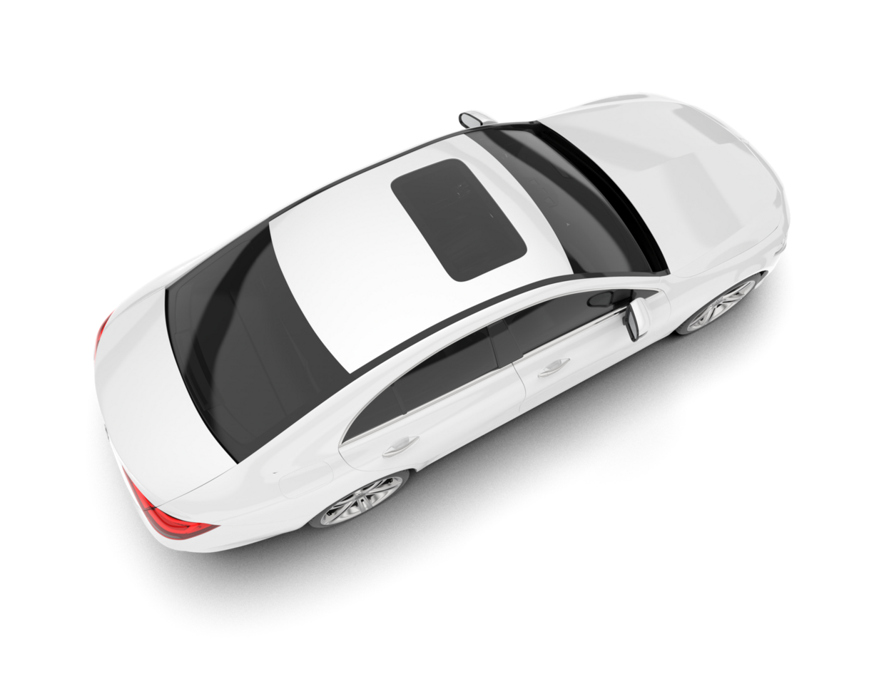 White modern car isolated on transparent background. 3d rendering - illustration png