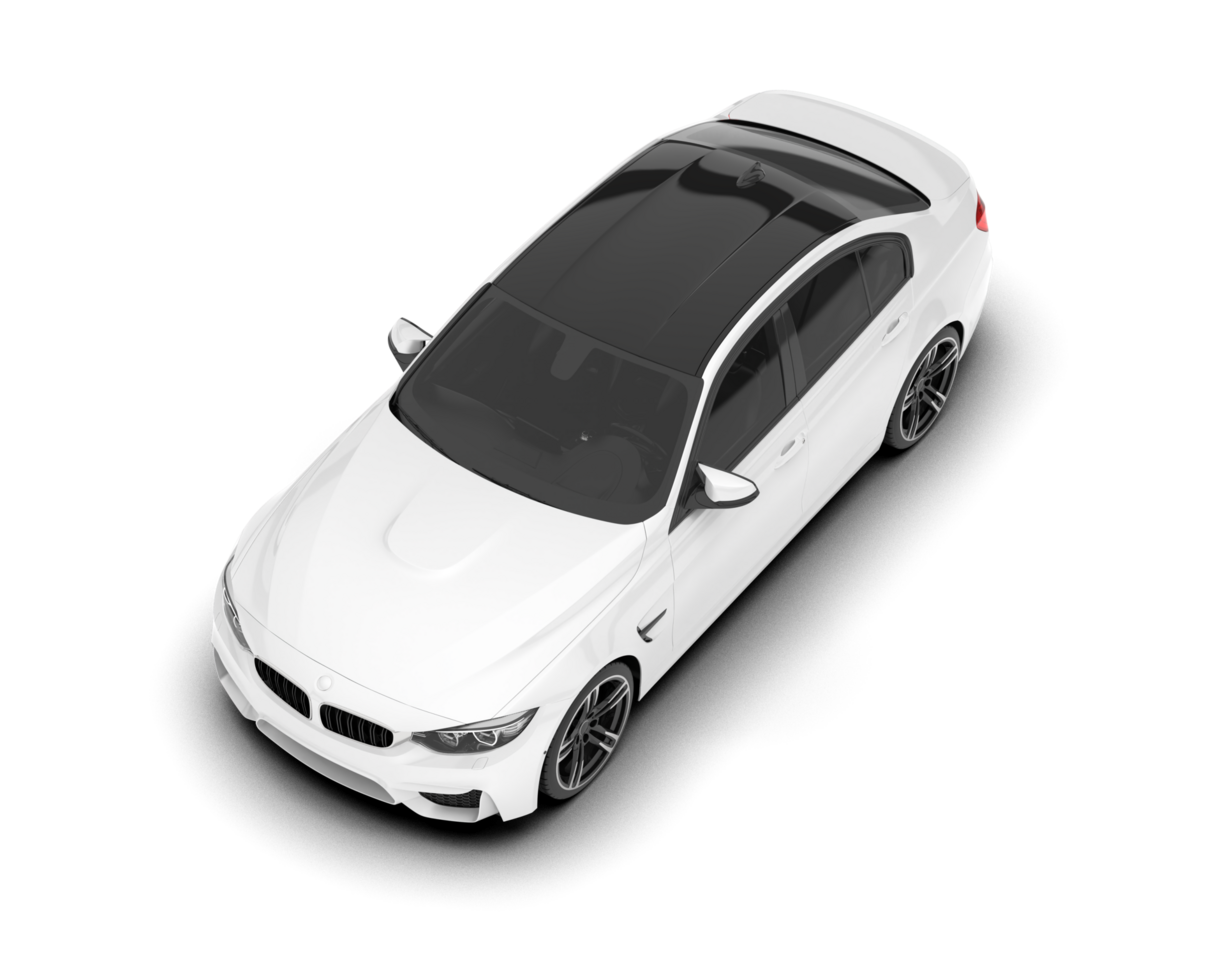 White city car isolated on transparent background. 3d rendering - illustration png