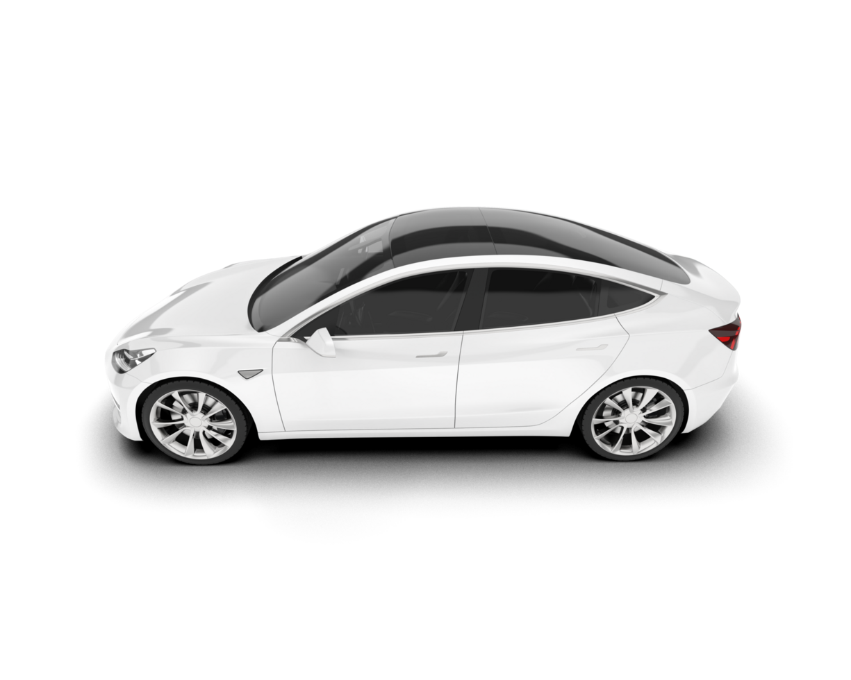 White modern car isolated on transparent background. 3d rendering - illustration png