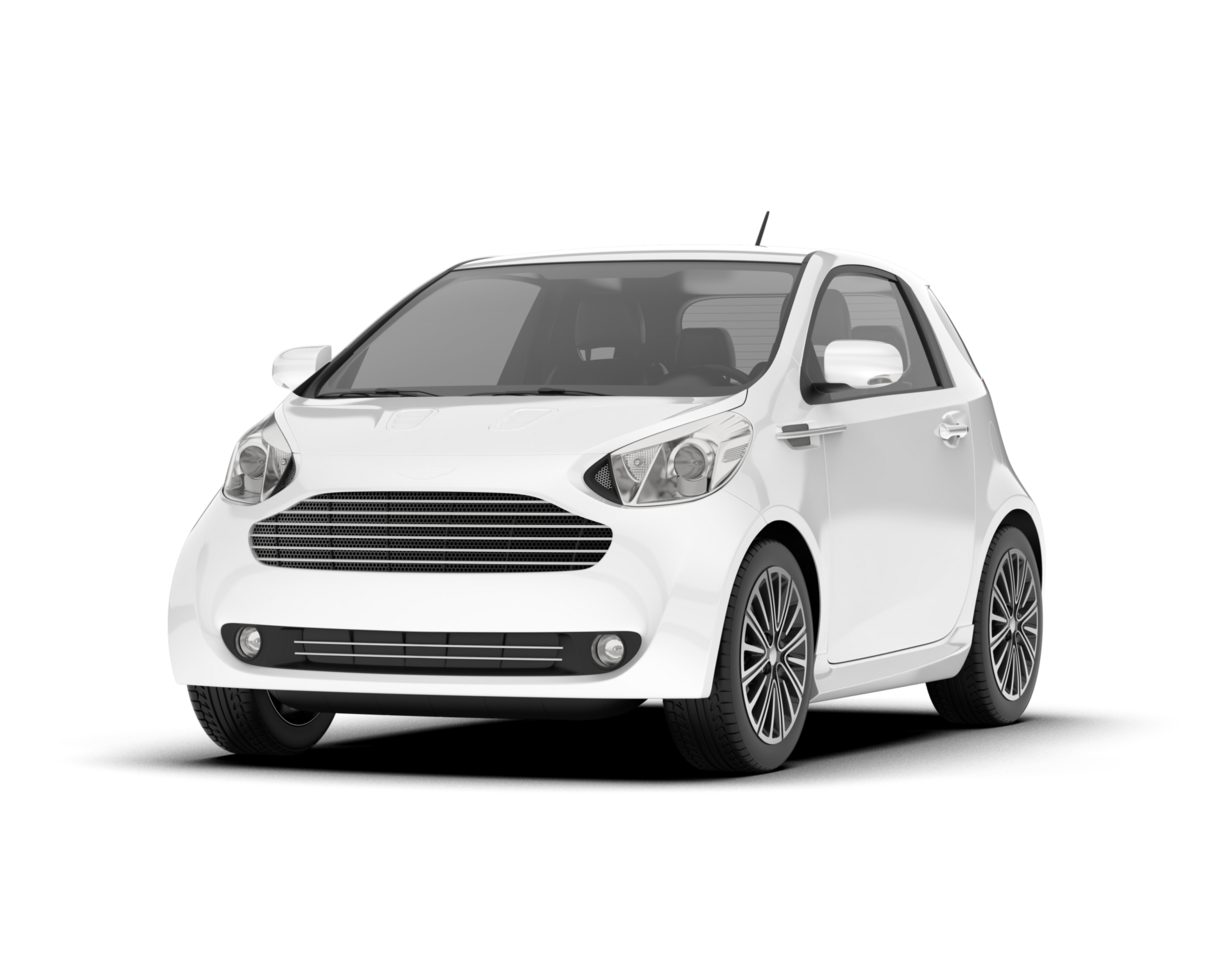White city car isolated on transparent background. 3d rendering - illustration png
