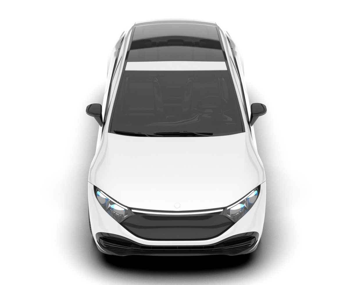 White modern car isolated on transparent background. 3d rendering - illustration png