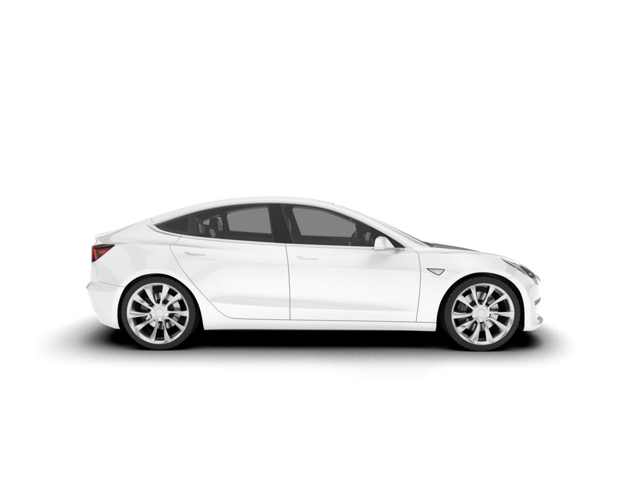 White modern car isolated on transparent background. 3d rendering - illustration png