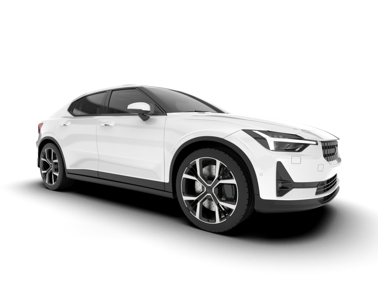 White modern car isolated on transparent background. 3d rendering - illustration png