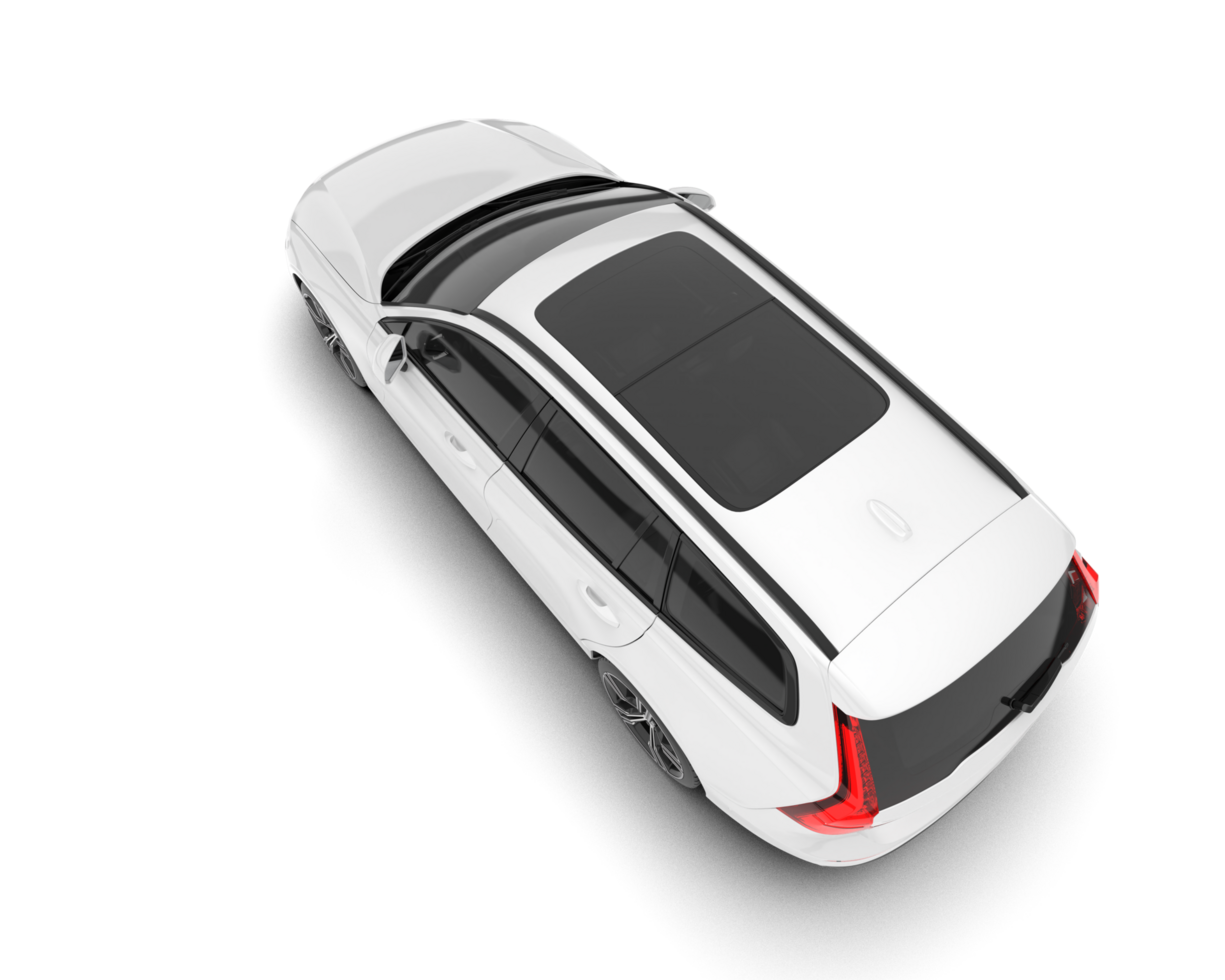 White modern car isolated on transparent background. 3d rendering - illustration png