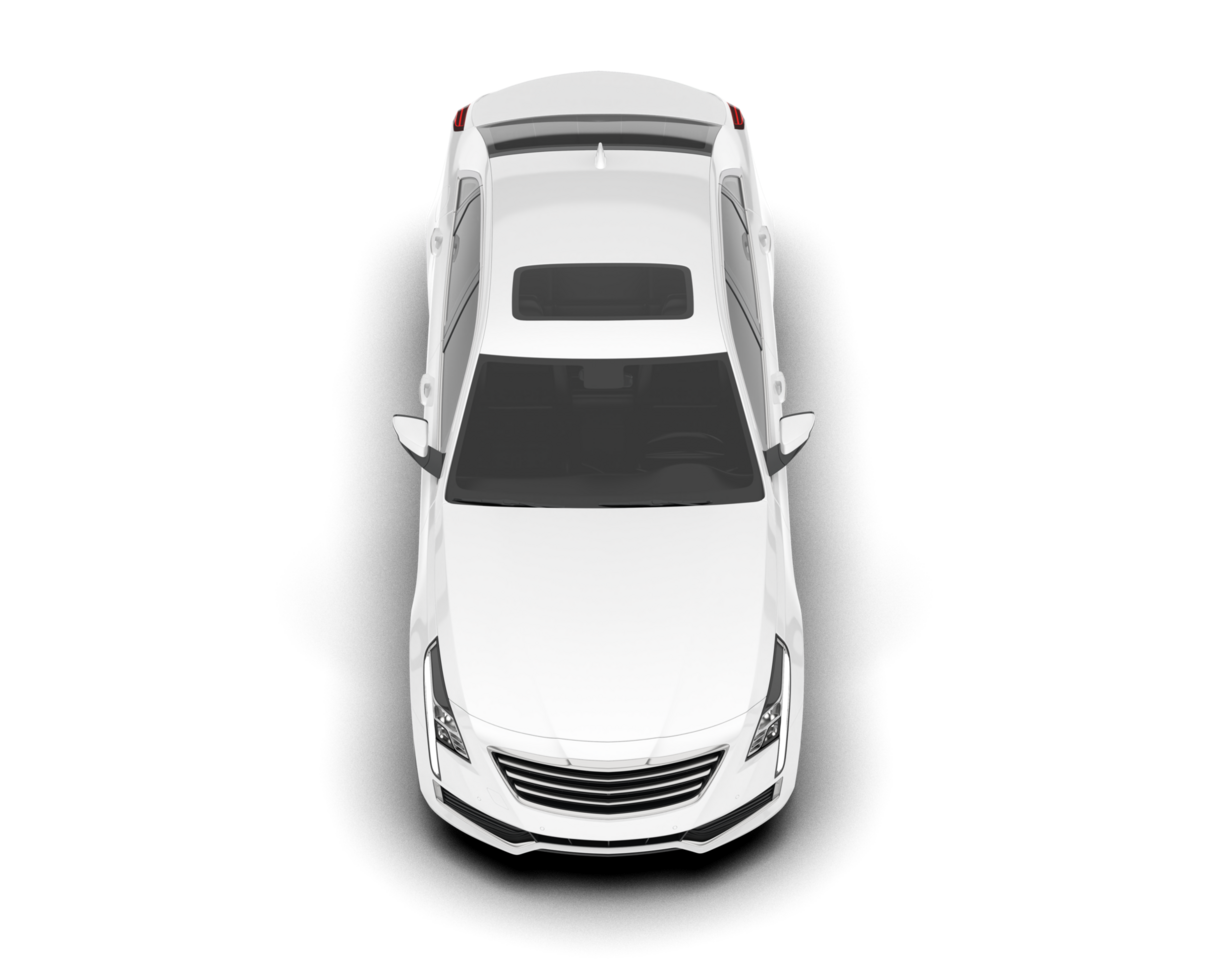 White city car isolated on transparent background. 3d rendering - illustration png