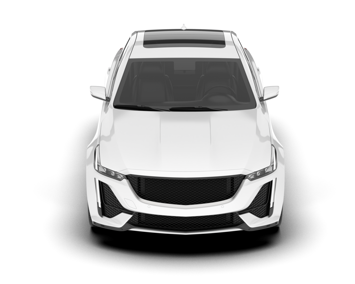 White city car isolated on transparent background. 3d rendering - illustration png