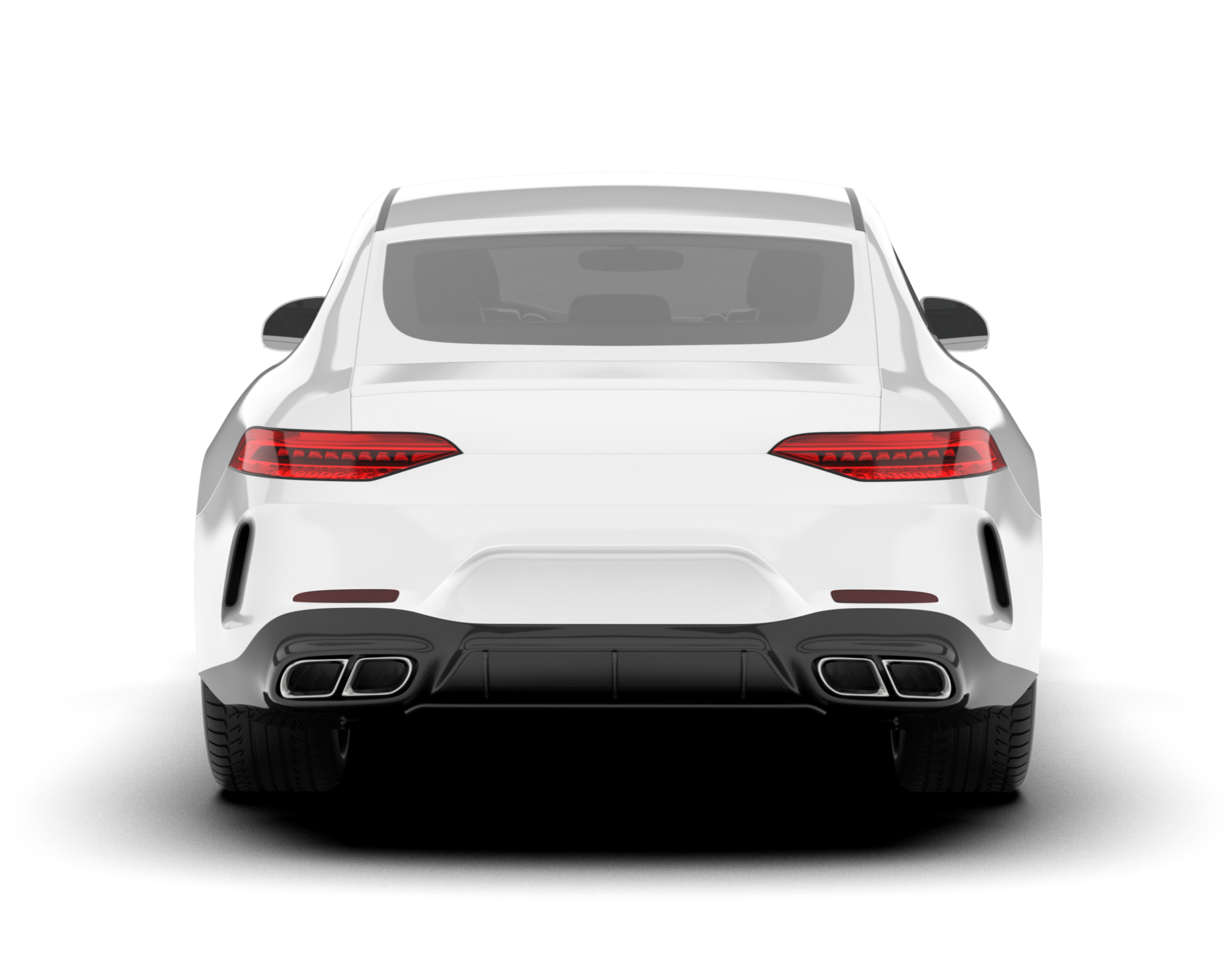 White modern car isolated on transparent background. 3d rendering - illustration png