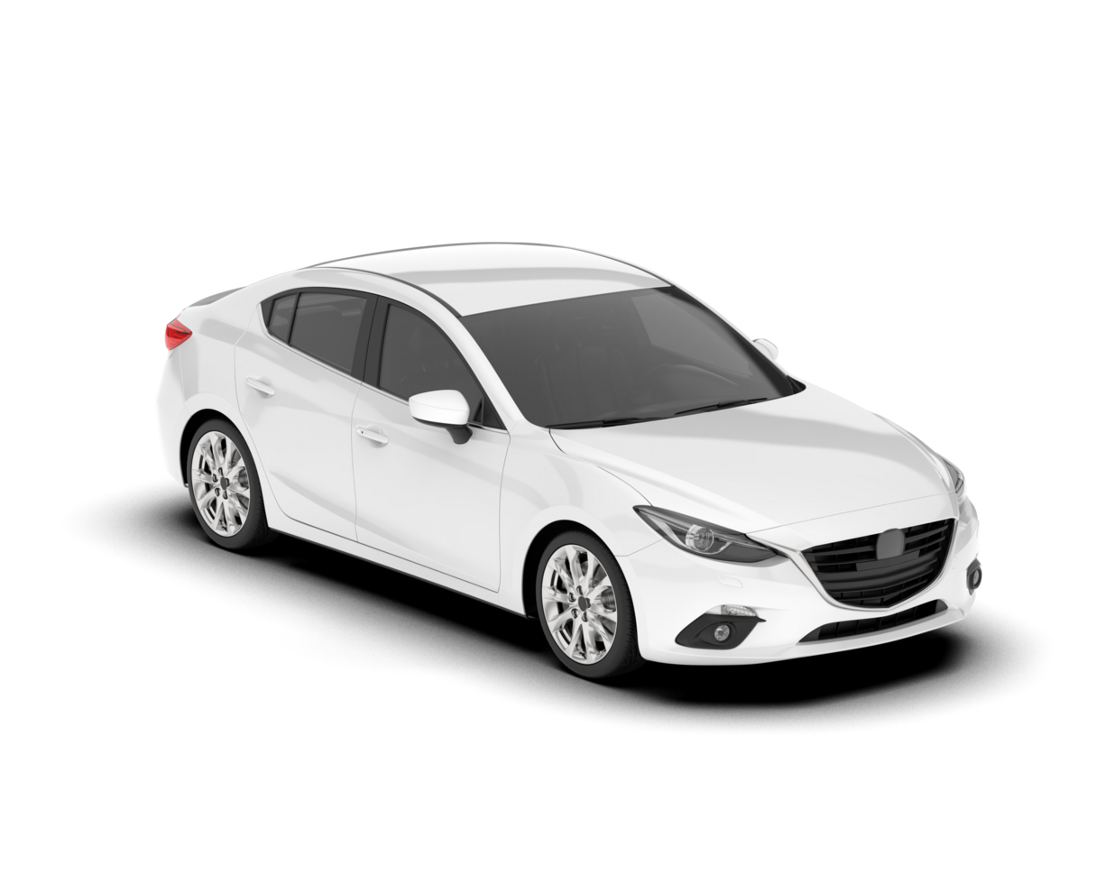 White modern car isolated on transparent background. 3d rendering - illustration png