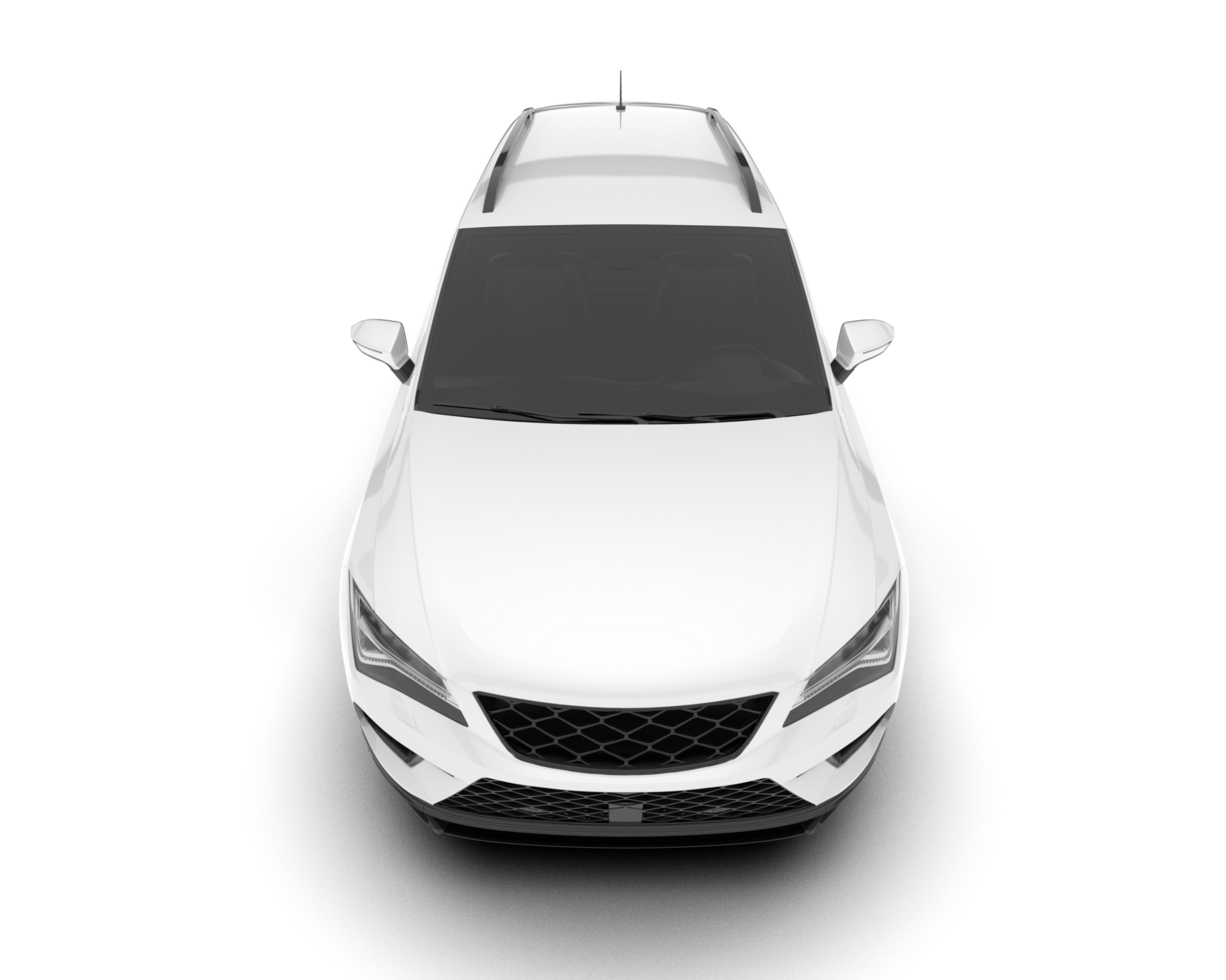 White modern car isolated on transparent background. 3d rendering - illustration png