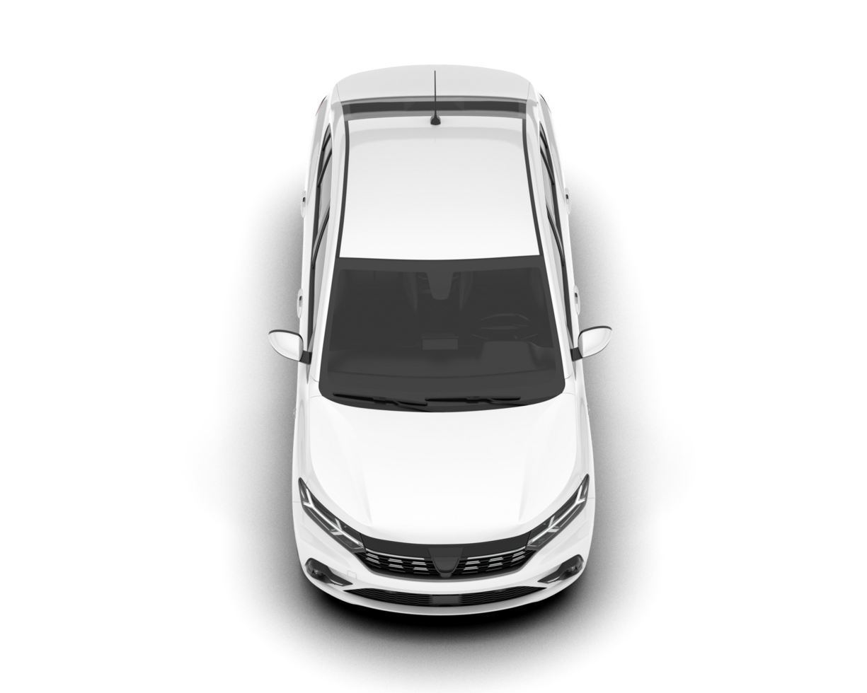 White city car isolated on transparent background. 3d rendering - illustration png