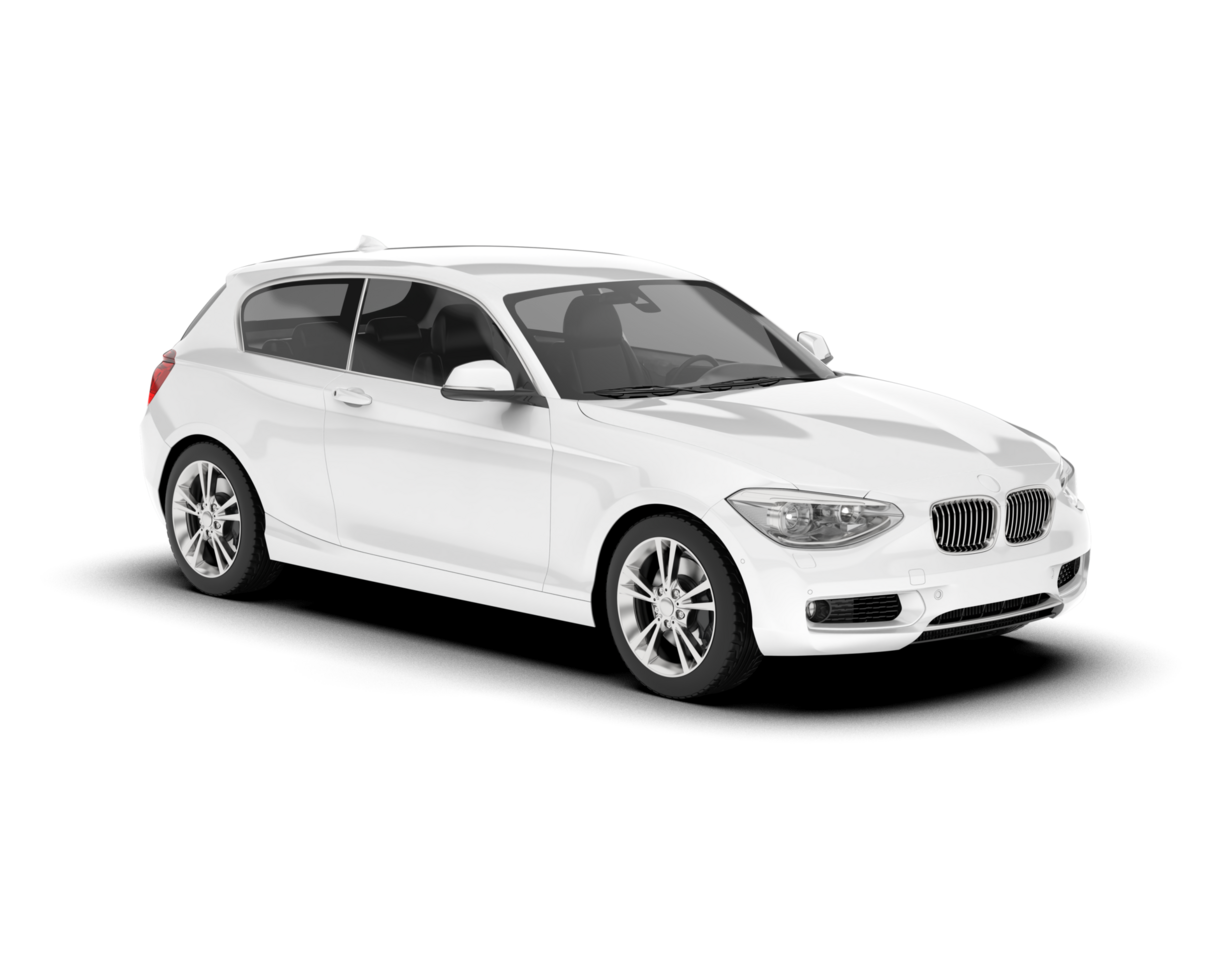 White city car isolated on transparent background. 3d rendering - illustration png