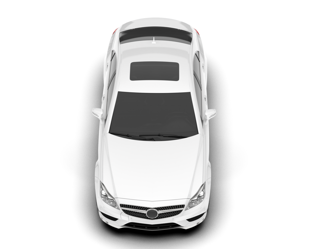 White modern car isolated on transparent background. 3d rendering - illustration png