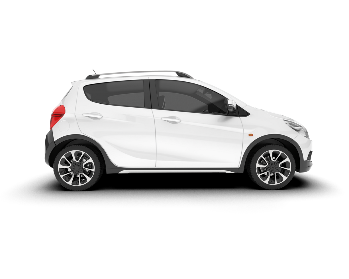 White city car isolated on transparent background. 3d rendering - illustration png